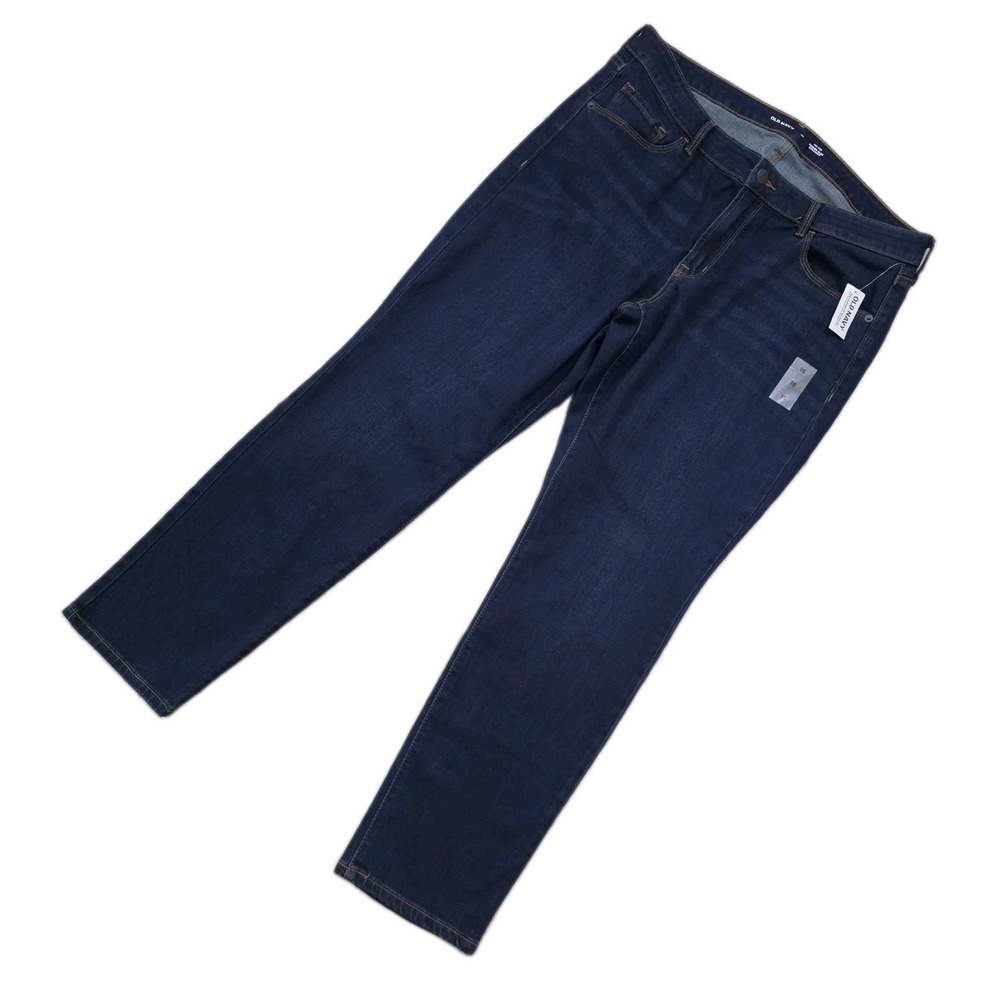 Old Navy Women's Size 16 Mid-Rise Power Slim Straight Jeans NWT Dark Wash